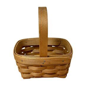 Longaberger Basket with Handle, Small Mini Chore Basket Stamped & SIgned 2001